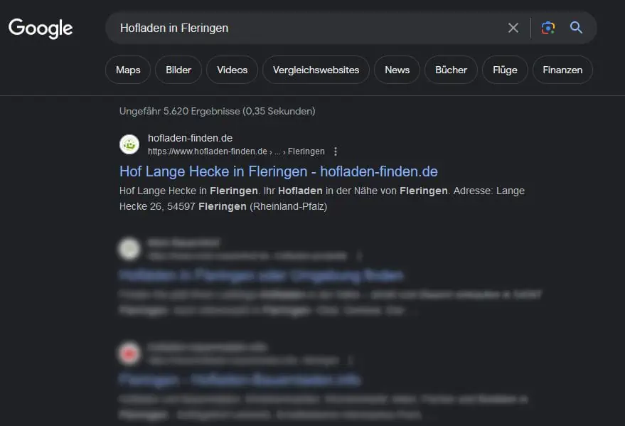 Hofladen Suchergebnis Google